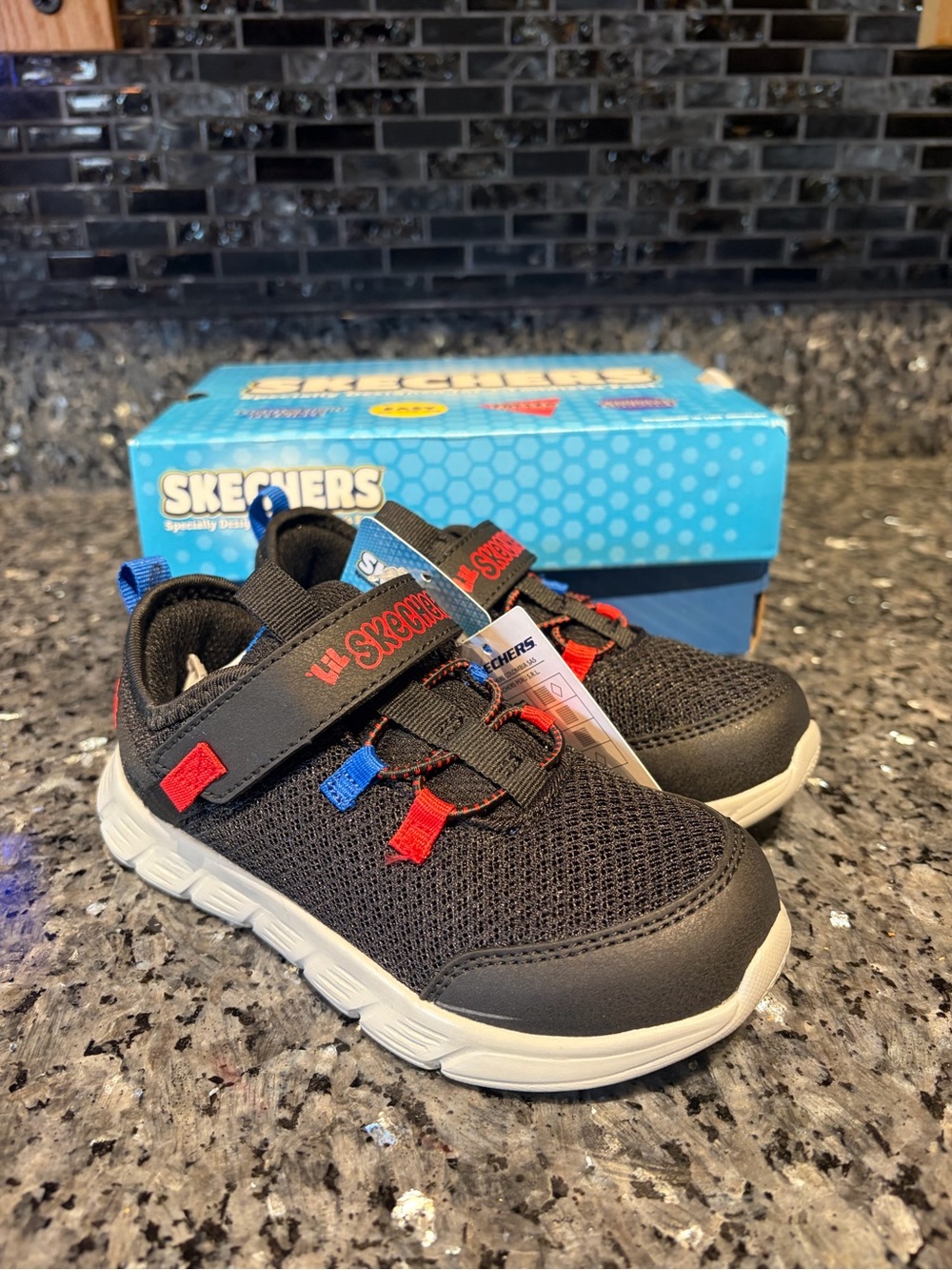 Skechers Comfy Flex Ruzo Black Sneakers New Size 10 Toddler